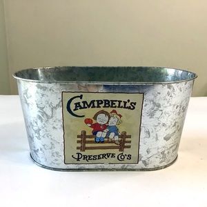Vintage Campbells Soup Galvanized Metal Tin Container Preserve Co Oval Tub 2000